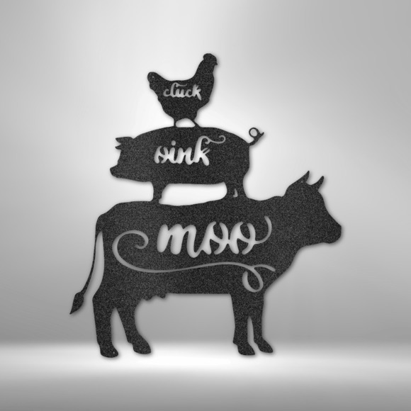 Farm Animals Steel Sign Laser Cut Powder Coated Home & Office Metal Wall Decor M